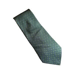 Vintage Arrow 90s Silk Necktie Green with Blue Chain Print